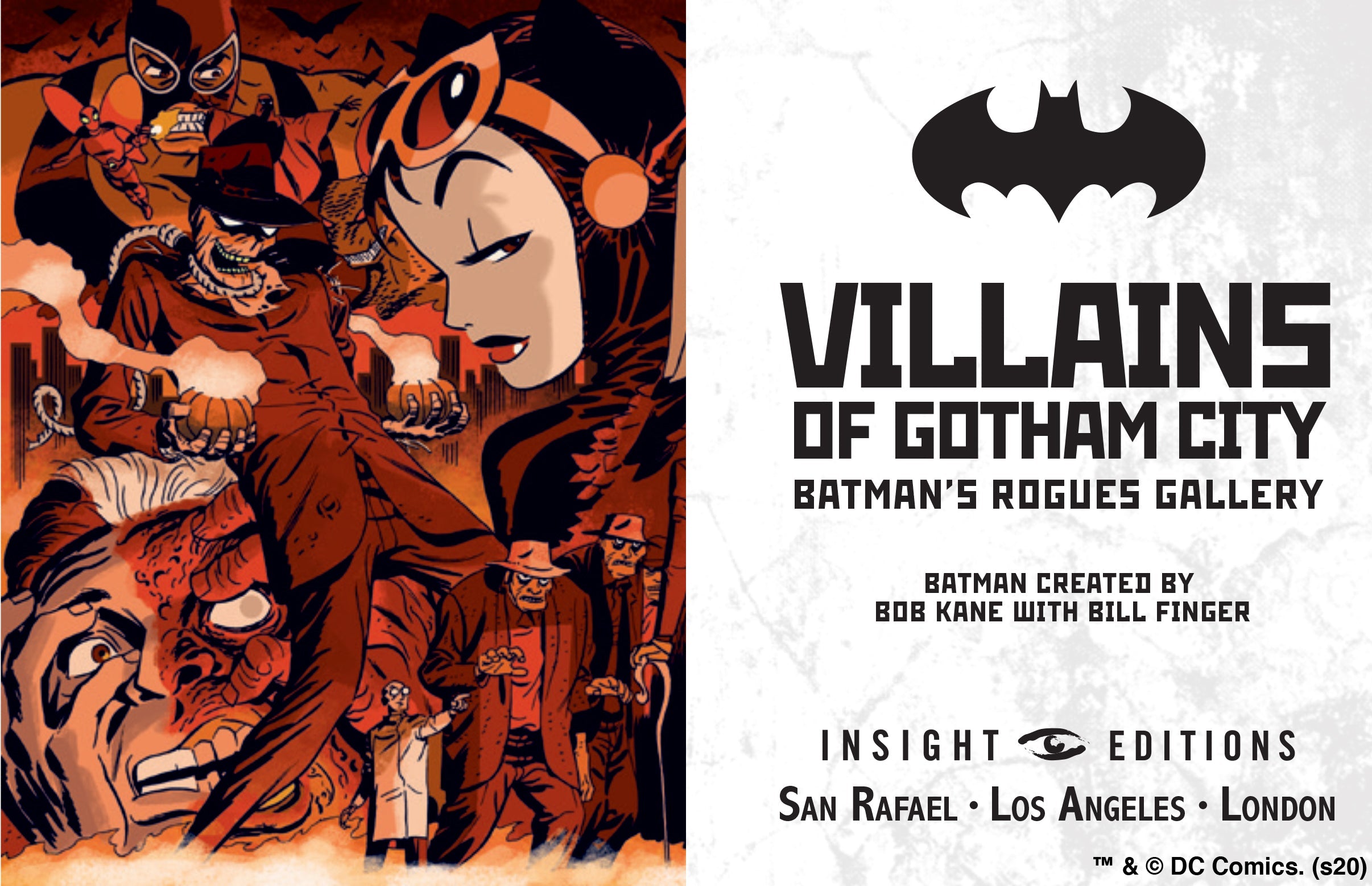 Hardcover book titled DC Comics Villains of Gotham City by Insight Editions, featuring illustrations of iconic Gotham villains.