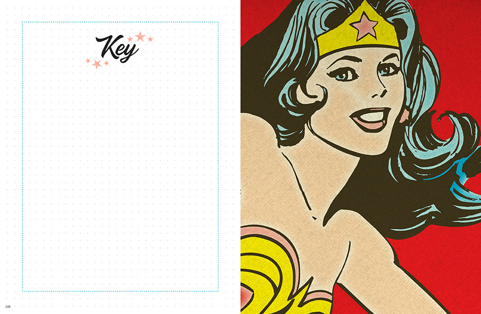 Hardcover Wonder Woman vintage dot journal by Insight Editions featuring classic DC Comics Wonder Woman cover art.