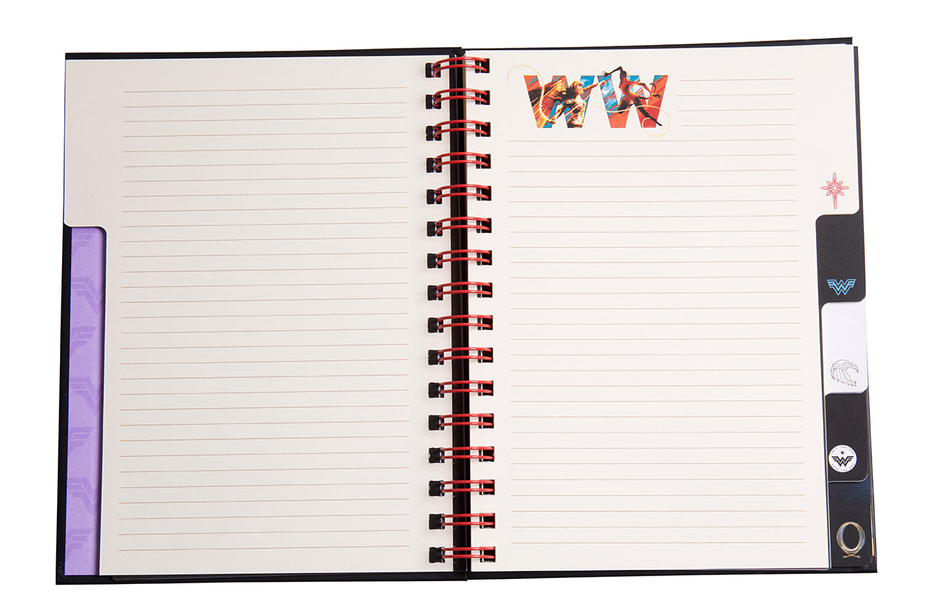 Hardcover Wonder Woman 1984 spiral notebook by Insight Editions featuring DC Comics superhero Wonder Woman on the cover.