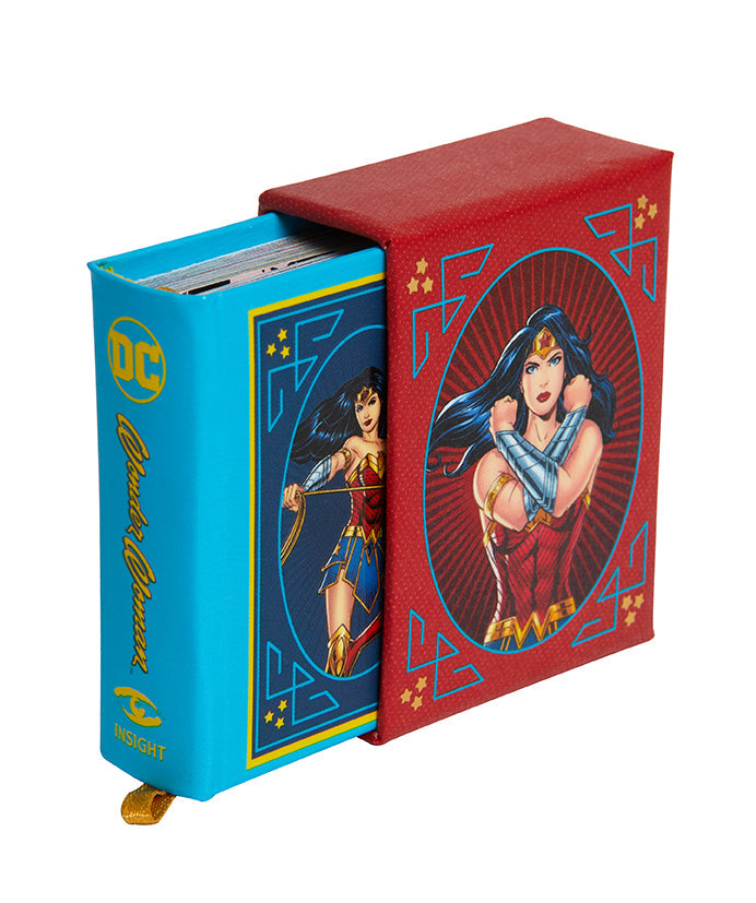 Hardcover DC Comics Wonder Woman book by Insight Editions featuring illustrated cover and detailed artwork.