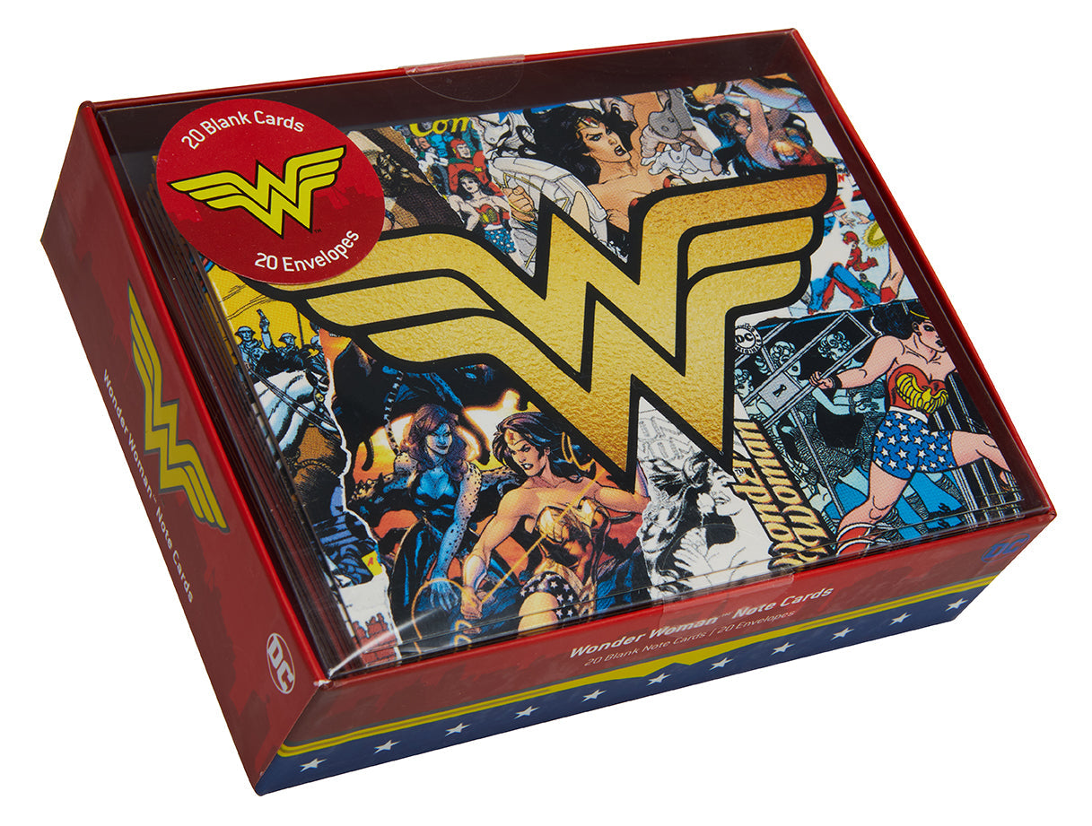 Hardcover set of DC Comics Wonder Woman blank boxed note cards by Insight Editions featuring Wonder Woman artwork.