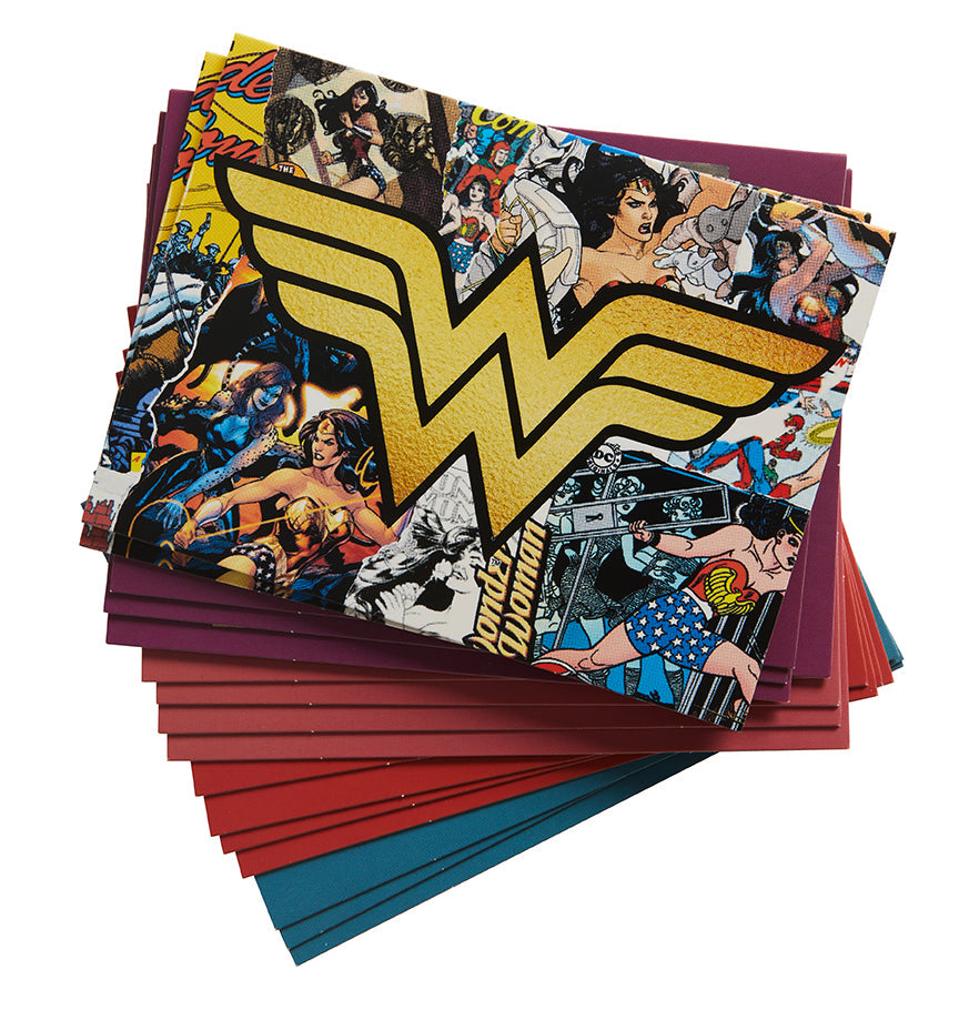 Hardcover set of Wonder Woman blank boxed note cards by Insight Editions featuring iconic DC Comics Wonder Woman artwork.
