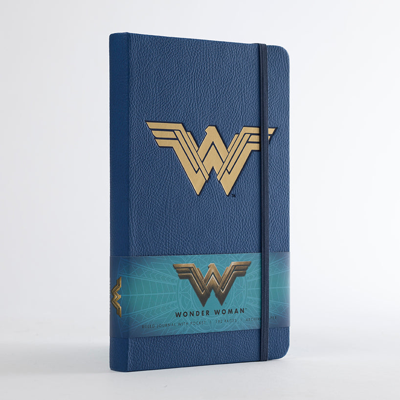 Hardcover Wonder Woman ruled journal by Insight Editions featuring DC Comics branding and Wonder Woman artwork on the cover.
