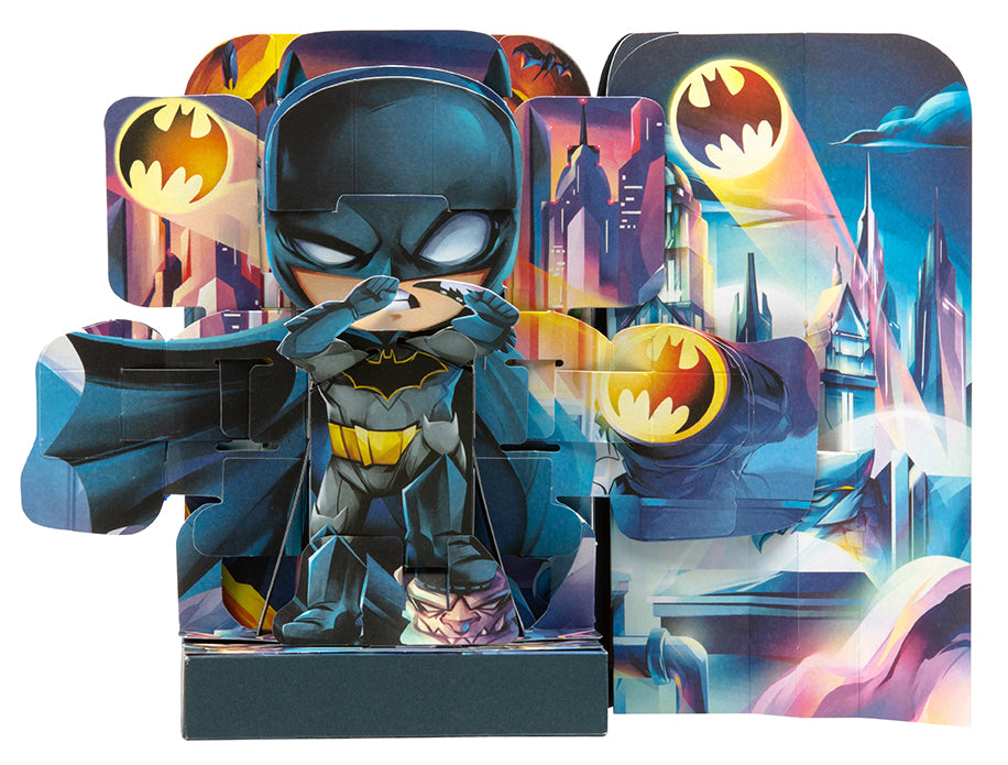 Hardcover DC Flip Pop Batman book by Insight Editions featuring vibrant comic-style artwork and detailed illustrations.