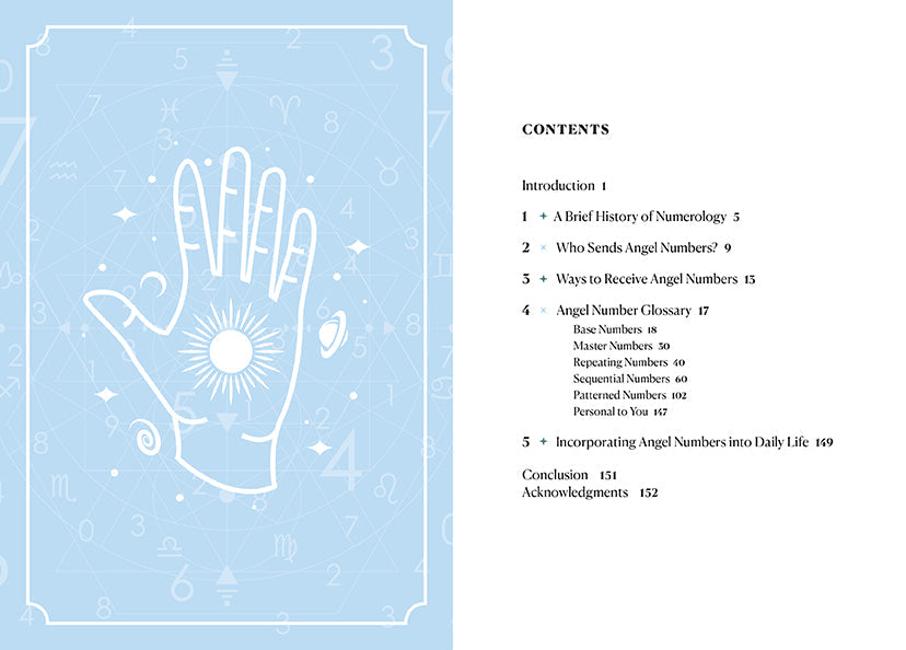 Hardcover book titled Deciphering Angel Numbers by Insight Editions, featuring a spiritual guide with angel number interpretations.