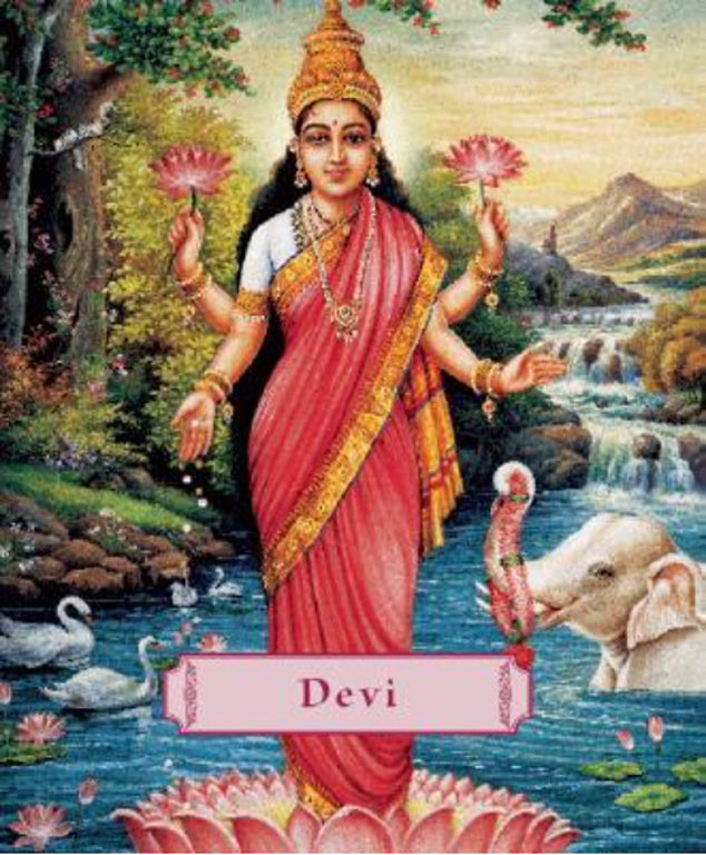 Hardcover book titled "Devi" by Insight Editions with detailed cover art and gold foil design.
