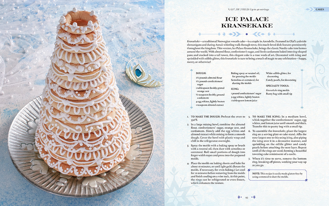 Hardcover Disney Frozen: The Official Cookbook by Insight Editions featuring icy-themed illustrations and recipe pages.