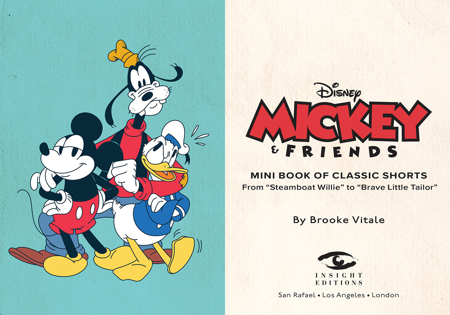 Hardcover Disney Mickey and Friends Mini Book of Classic Shorts by Insight Editions featuring colorful cartoon illustrations.