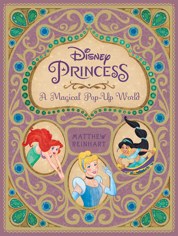 Hardcover Disney Princess: A Magical Pop-Up World book by Insight Editions showing colorful princess scenes and intricate pop-up designs.