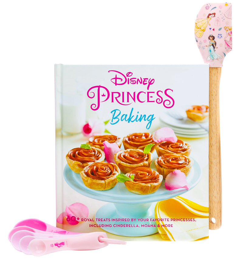 Disney Princess baking gift set in a hardcover box, featuring themed baking tools and accessories with Disney Princess designs.