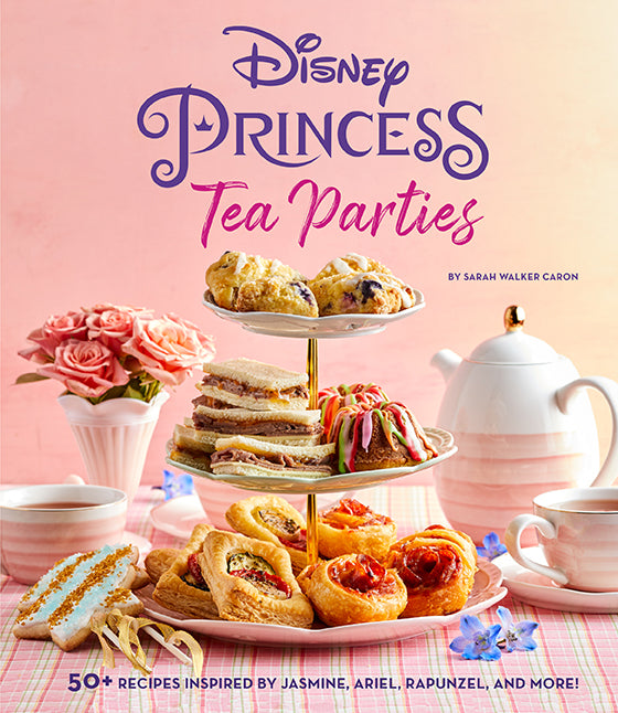 Hardcover Disney Princess Tea Parties Cookbook by Insight Editions with colorful princess-themed cover and tea party illustrations.
