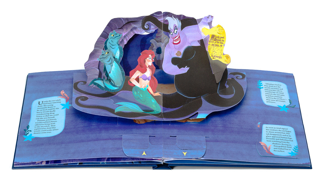 Hardcover Disney The Little Mermaid pop-up book by Insight Editions, featuring colorful underwater scenes and 3D pop-up illustrations.