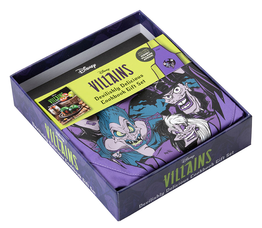 Hardcover Disney Villains: Devilishly Delicious Cookbook Gift Set by Insight Editions with villain-themed recipes and colorful cover art