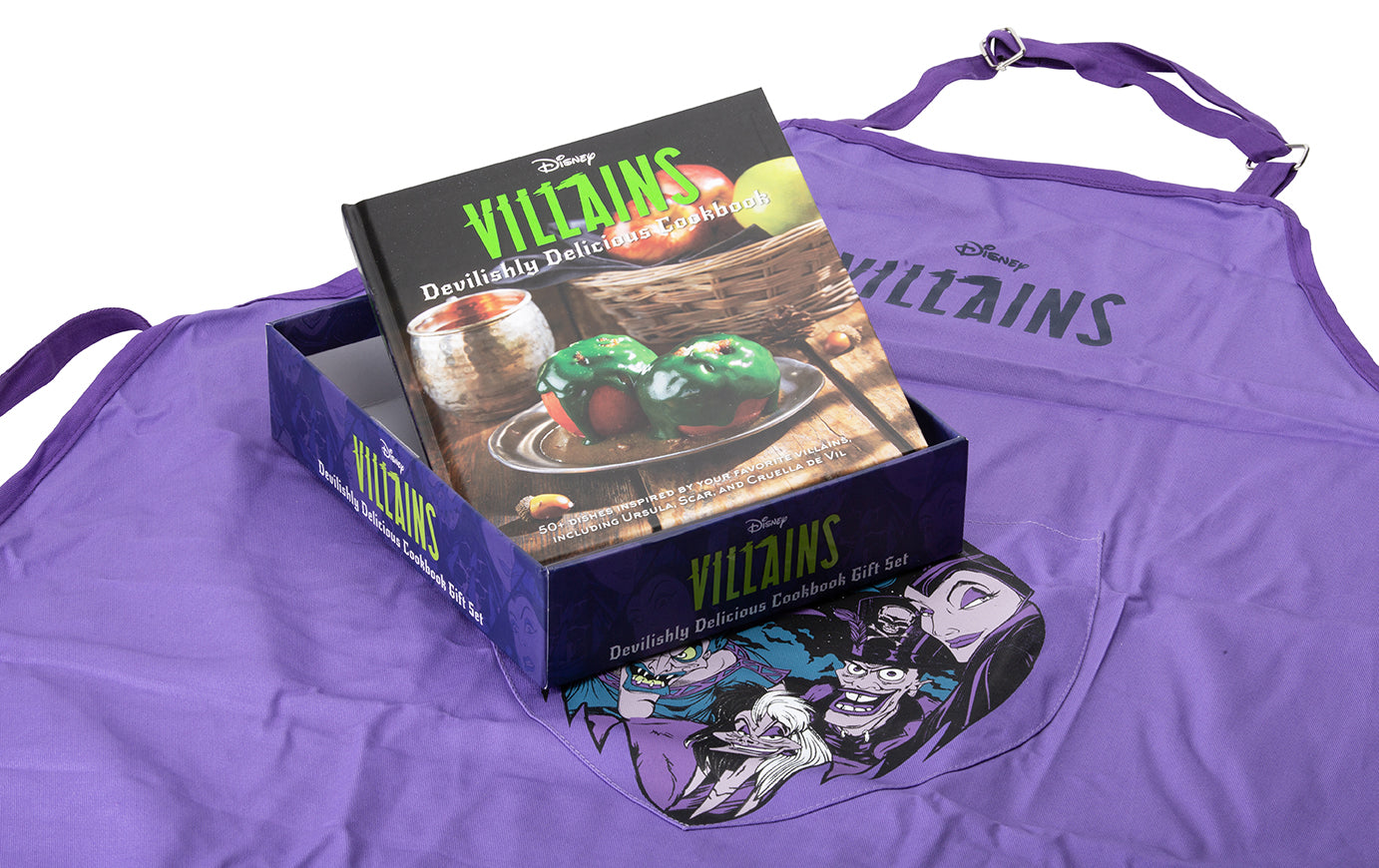 Hardcover Disney Villains: Devilishly Delicious Cookbook Gift Set by Insight Editions, featuring villain-themed recipes and illustrations.