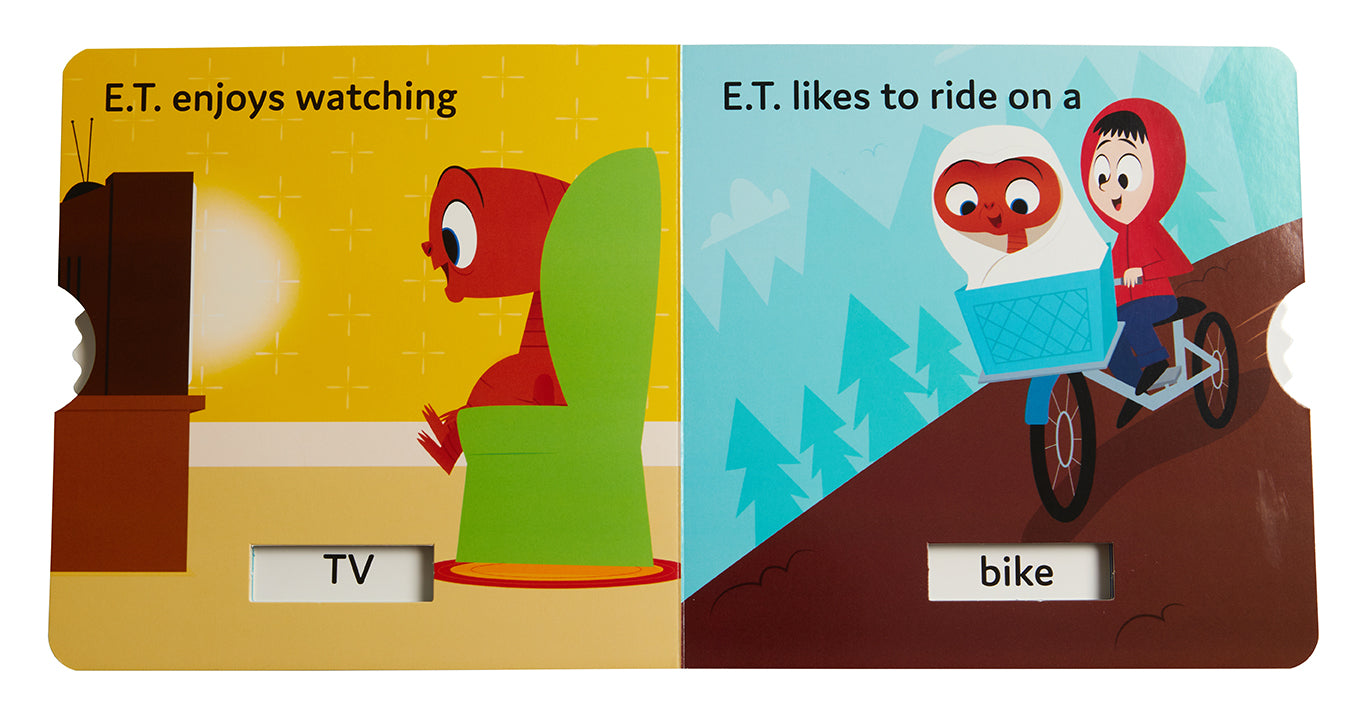 Hardcover book titled "E.T.'s First Words" by Insight Editions featuring E.T. from the classic sci-fi film.