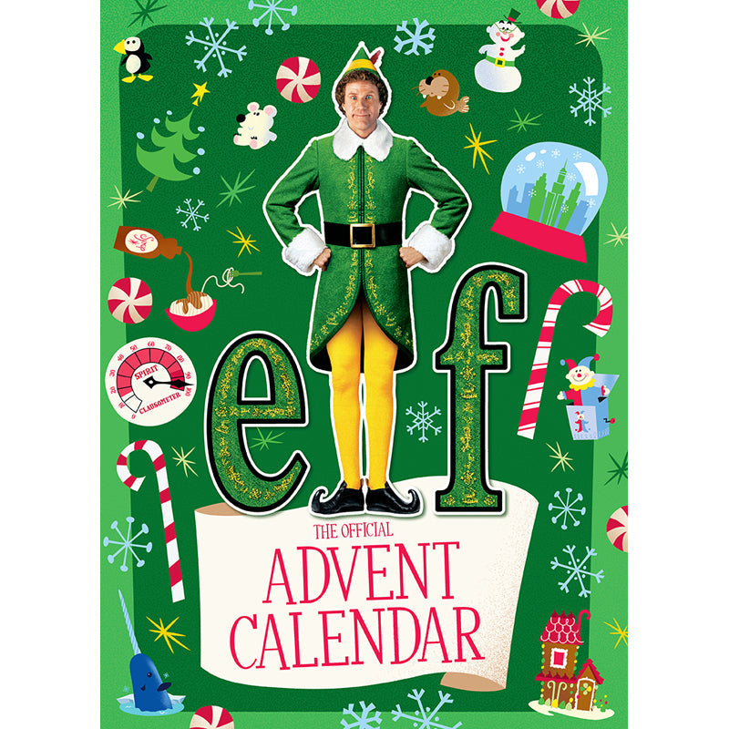 Hardcover Elf: The Official Advent Calendar by Insight Editions featuring festive holiday scenes and character illustrations.