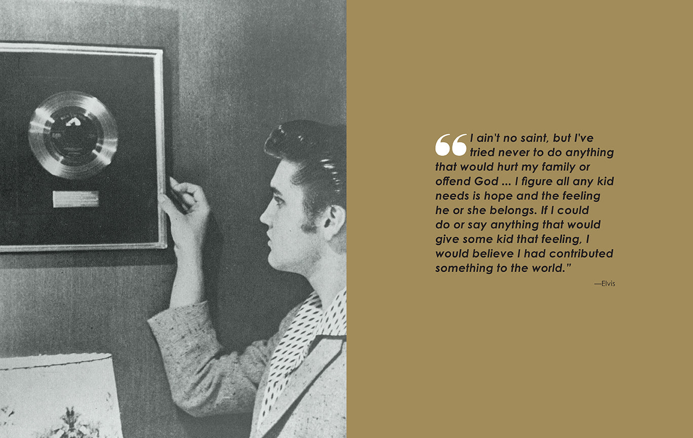 Hardcover book titled Elvis Presley Treasures by Insight Editions, featuring images and memorabilia of Elvis Presley.