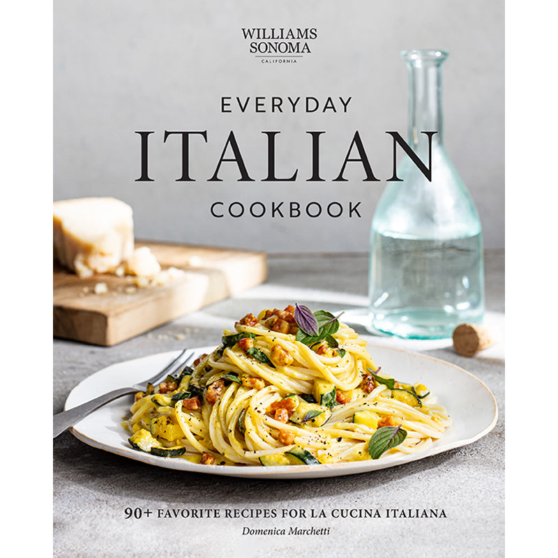 Hardcover Insight Editions Everyday Italian Cookbook with colorful cover and Italian recipes on the front.