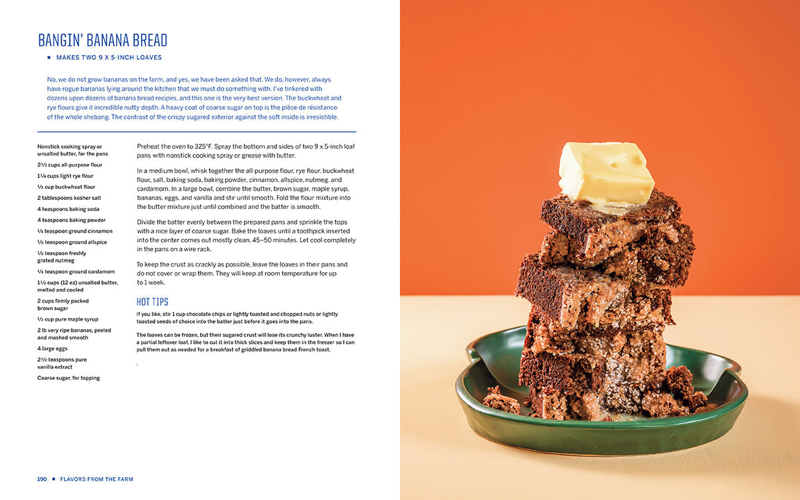 Hardcover book titled "Flavors from the Farm" by Insight Editions, featuring farm-to-table recipes and culinary photography.