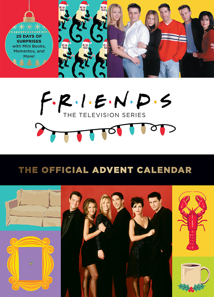 Hardcover of Friends: The Official Advent Calendar, Volume 2 by Insight Editions featuring colorful holiday-themed illustrations.