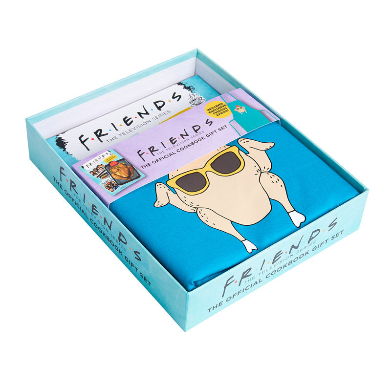 Hardcover of Friends: The Official Cookbook Gift Set by Insight Editions featuring colorful recipe pages and themed cover art.