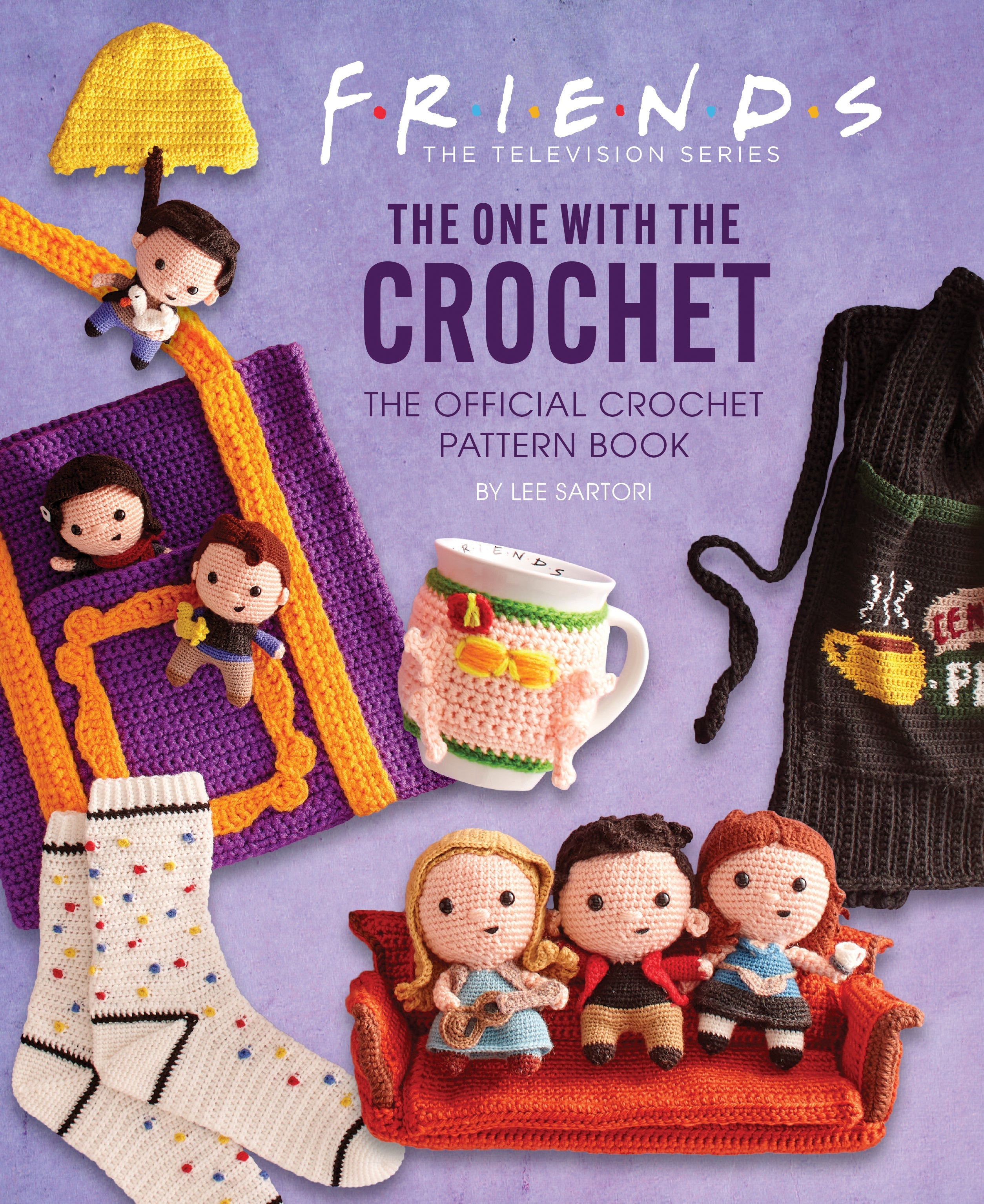 Hardcover book titled "Friends: The One with the Crochet" by Insight Editions, featuring a colorful cover design.