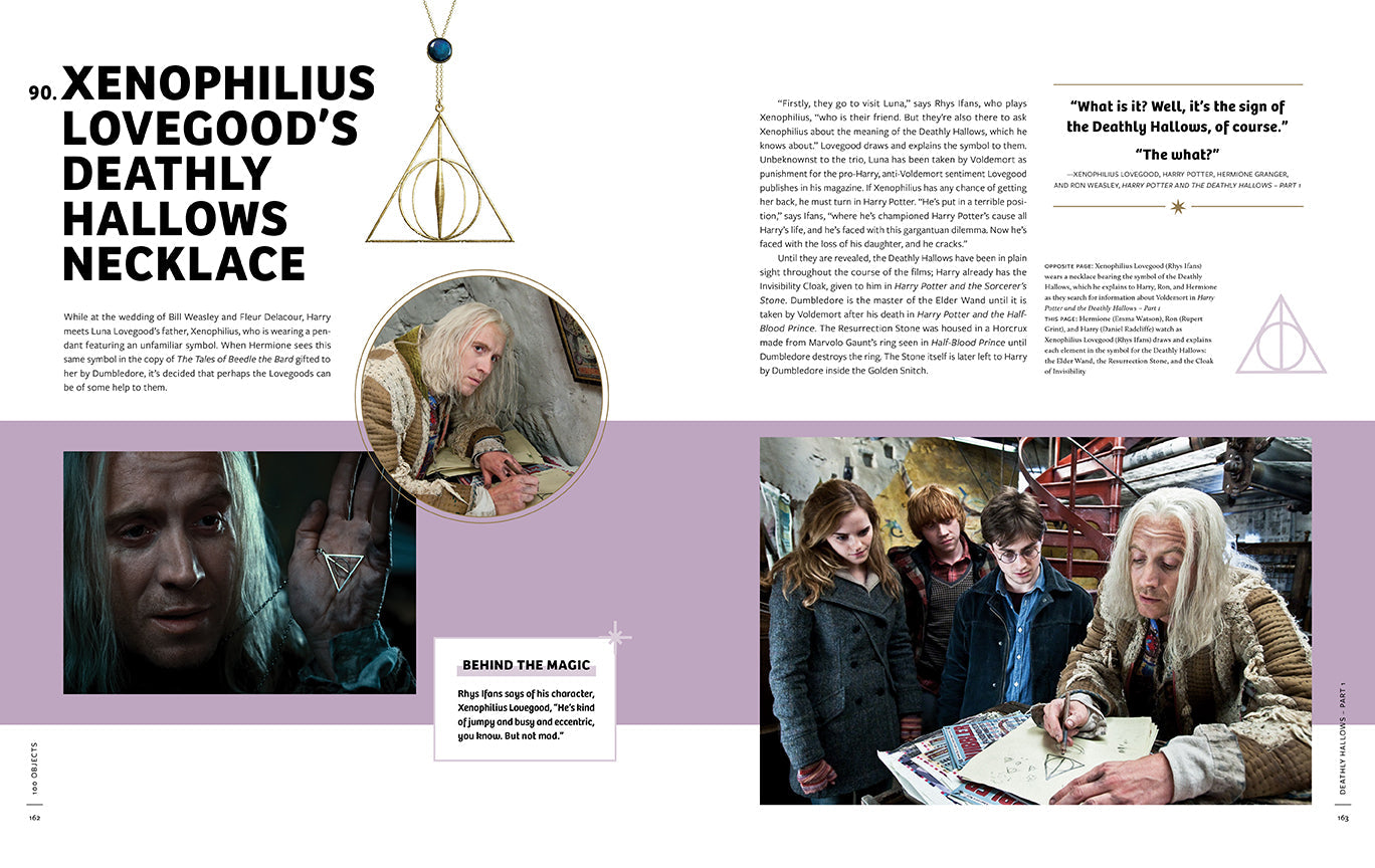 Hardcover book titled "From the Films of Harry Potter: 100 Objects" by Insight Editions, featuring a detailed cover design.