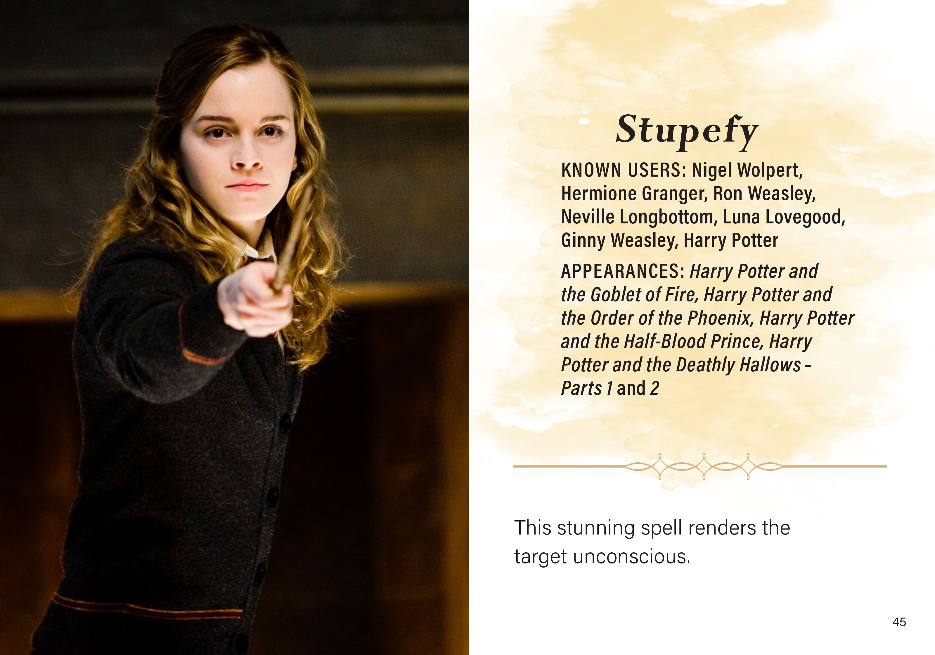 Hardcover mini book of spells and charms from Harry Potter films by Insight Editions, featuring magical illustrations and text.