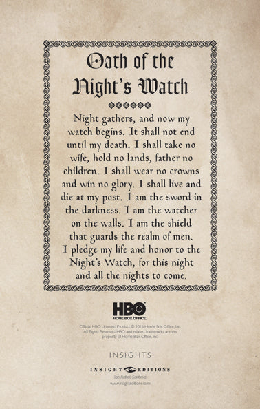 Hardcover Game of Thrones Night's Watch ruled journal by Insight Editions with themed cover design and ruled pages for notes.
