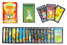 Hardcover Garbage Pail Kids Tarot Deck and Guidebook by Insight Editions, featuring colorful illustrated tarot cards and guidebook pages.