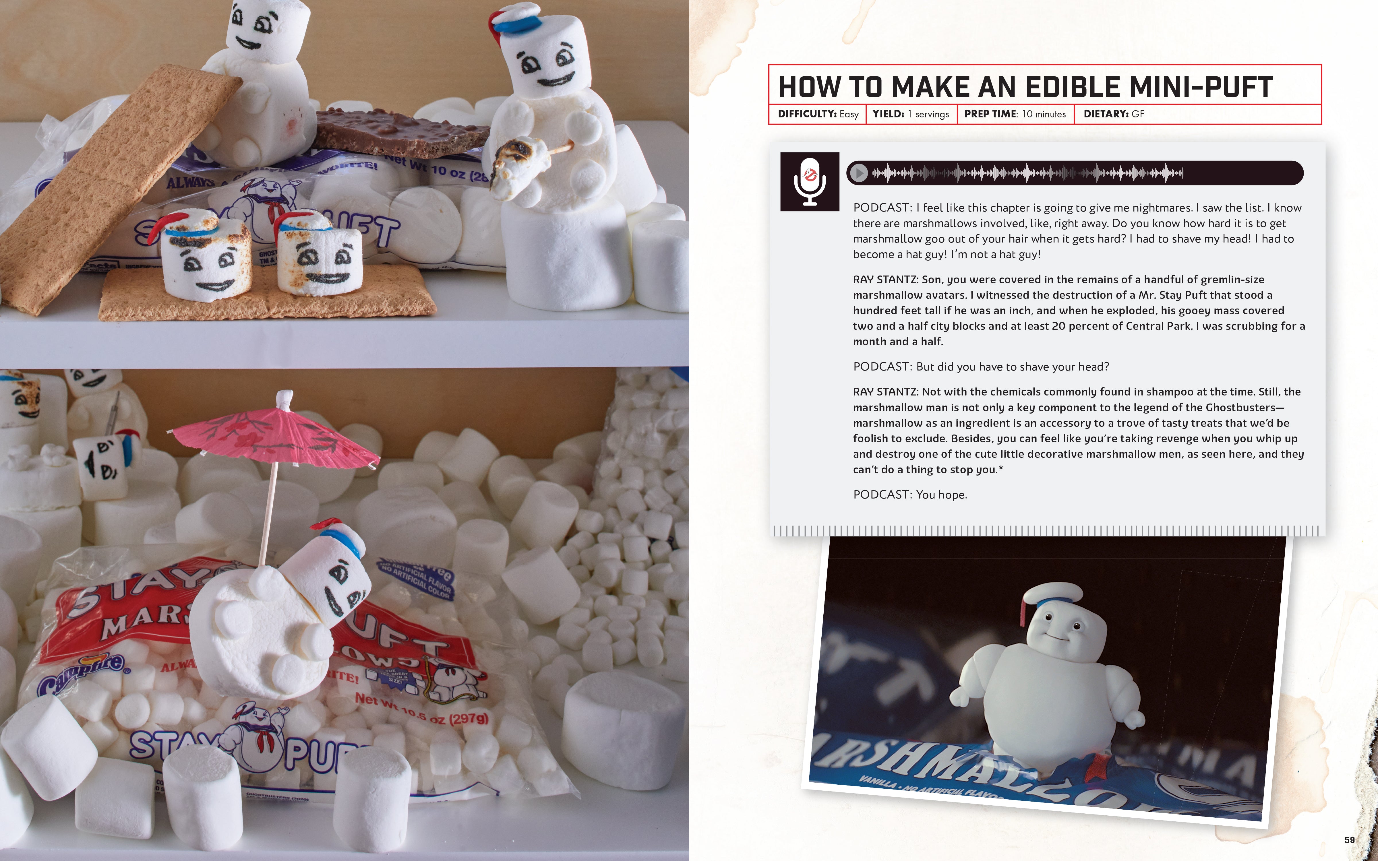 Hardcover copy of Ghostbusters: The Official Cookbook by Insight Editions featuring ghost-themed recipes and illustrations.