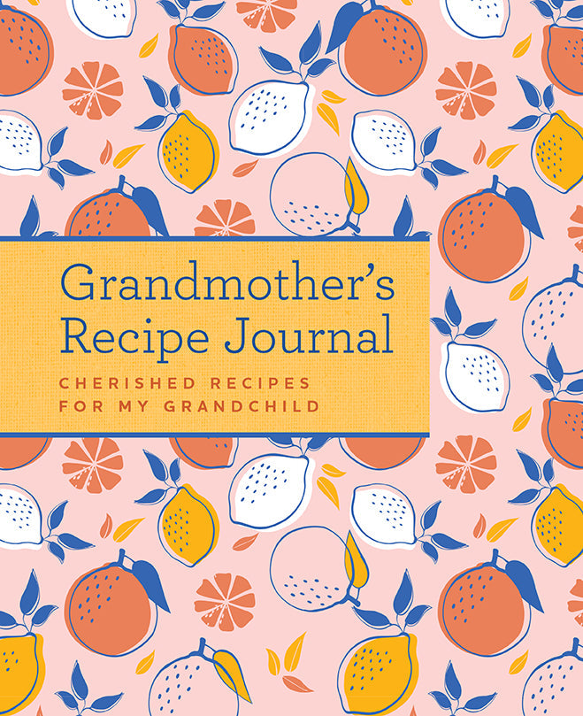 Hardcover grandmother's recipe journal by Insight Editions with handwritten recipes on lined pages and vintage design.