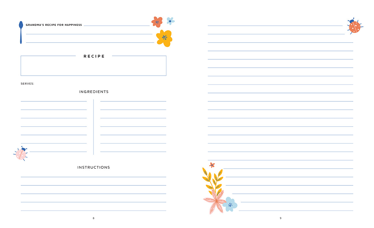 Hardcover Grandmother's Recipe Journal by Insight Editions with lined pages for family recipes and cooking notes.