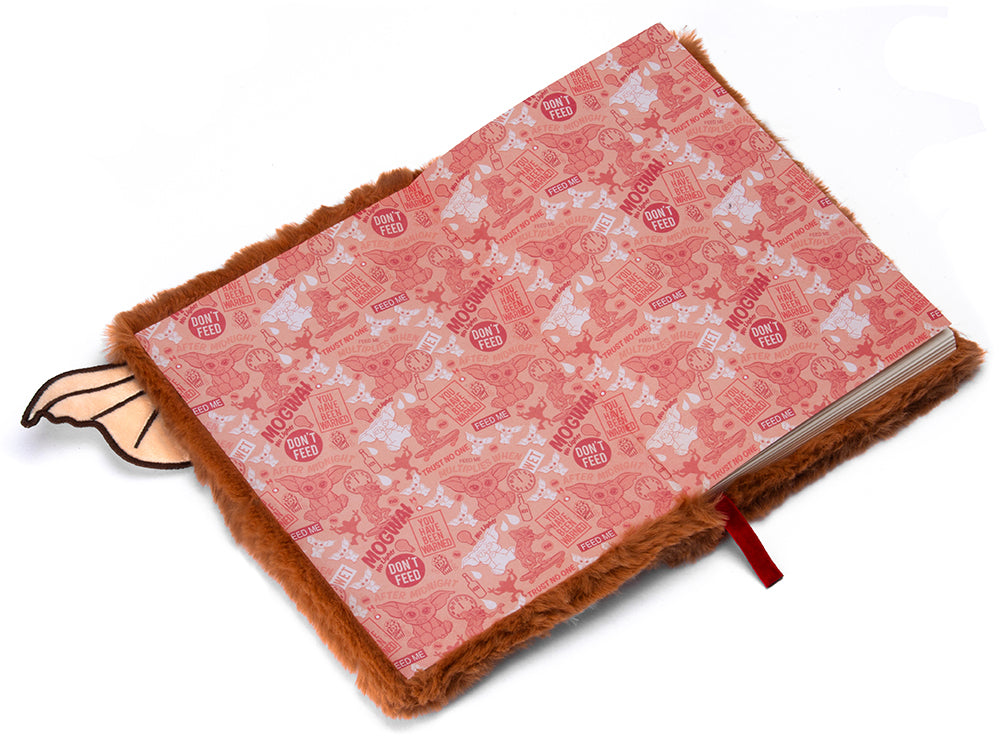 Hardcover Gremlins Gizmo plush journal by Insight Editions featuring a detailed Gizmo plush cover and lined pages inside.