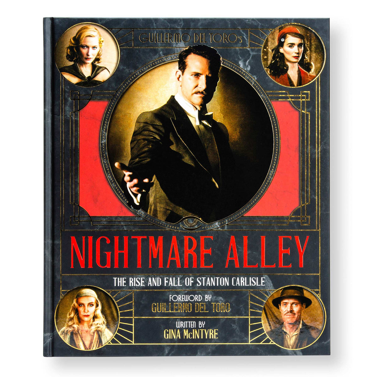 Interior page of Guillermo del Toro's Nightmare Alley hardcover book by Insight Editions, featuring detailed illustrations and text.