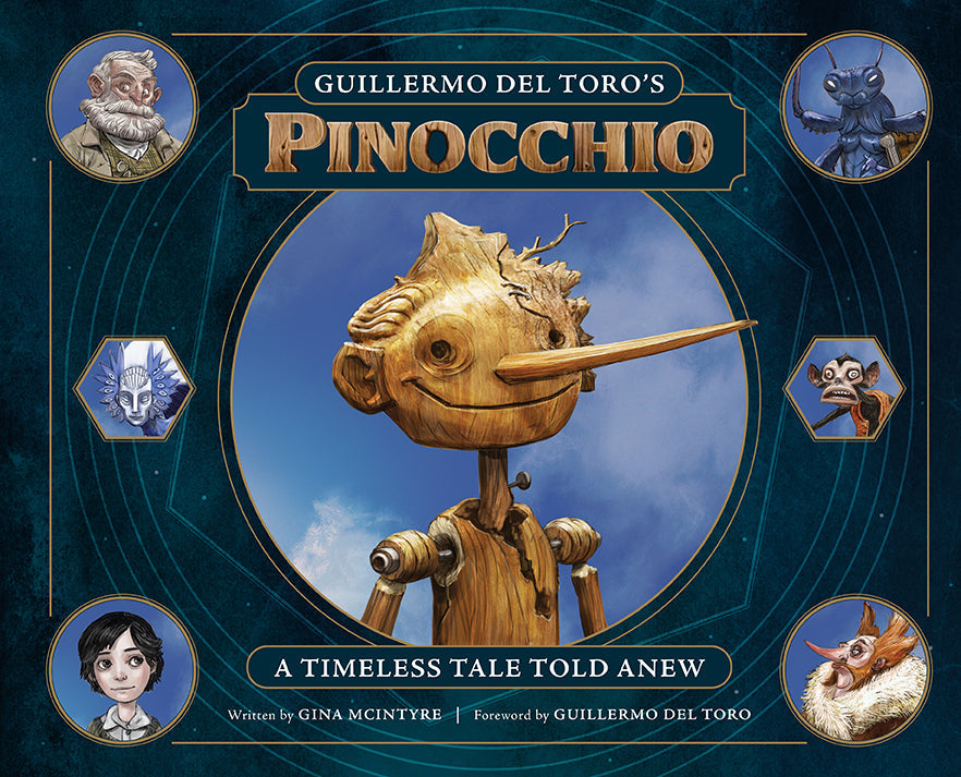 Hardcover edition of Guillermo del Toro's Pinocchio by Insight Editions, featuring detailed cover art and illustrations.