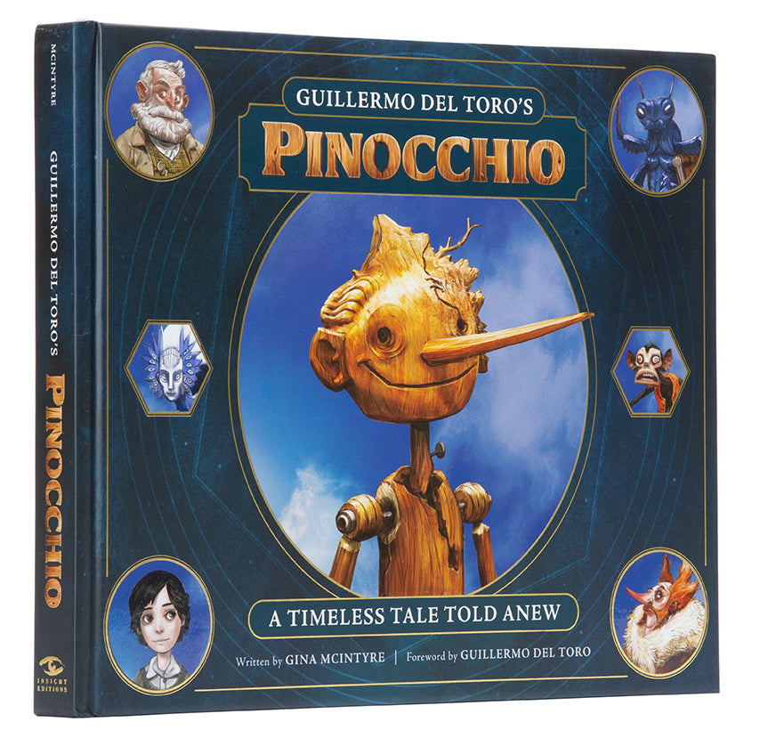 Hardcover edition of Guillermo del Toro's Pinocchio by Insight Editions, featuring detailed cover art and illustrations.