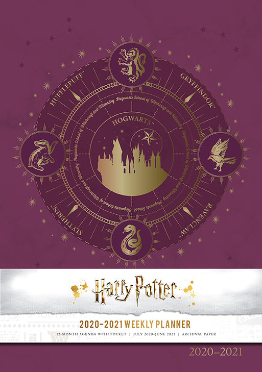 Hardcover Harry Potter 2020-2021 Weekly Planner by Insight Editions featuring magical design and weekly layout pages.