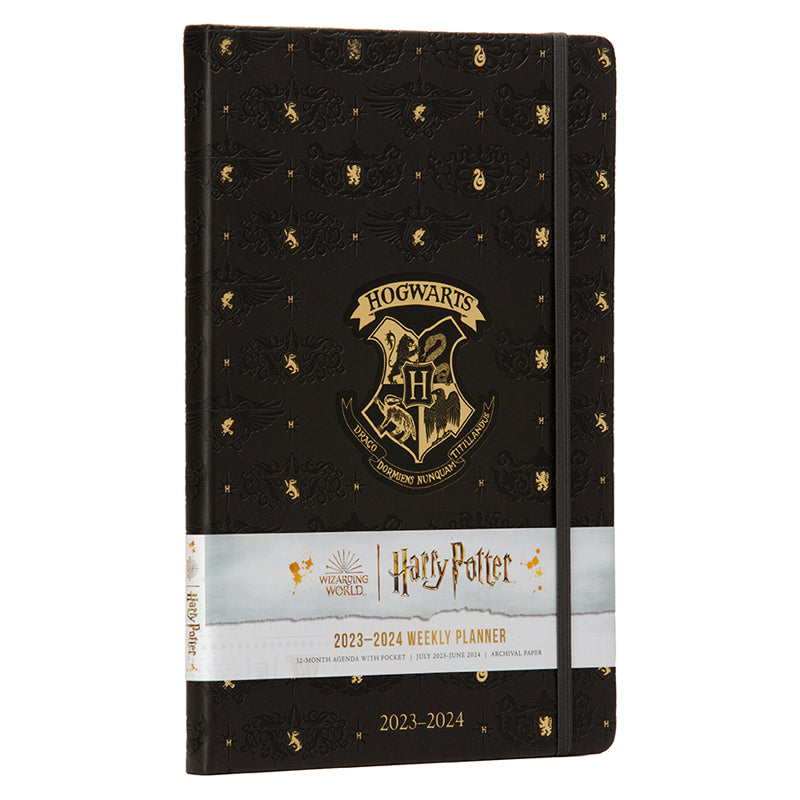 Hardcover Harry Potter 2023-2024 academic year planner by Insight Editions with magical-themed cover design.