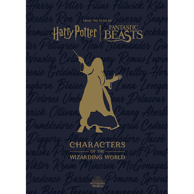 Hardcover book titled Harry Potter: Characters of the Wizarding World by Insight Editions, featuring illustrations of wizarding characters.