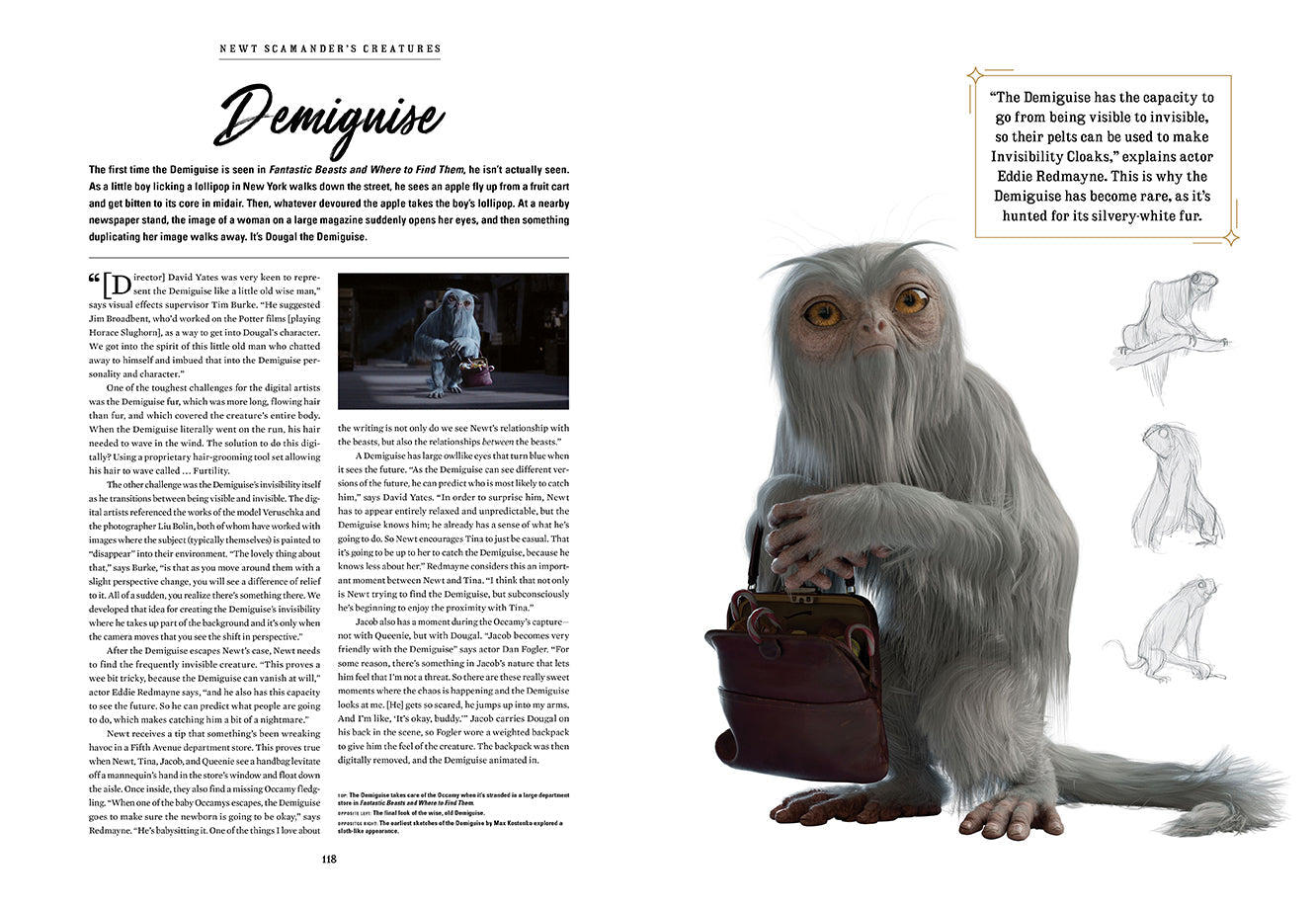 Hardcover book titled "Creatures of the Wizarding World" by Insight Editions featuring Harry Potter creatures and magical illustrations.