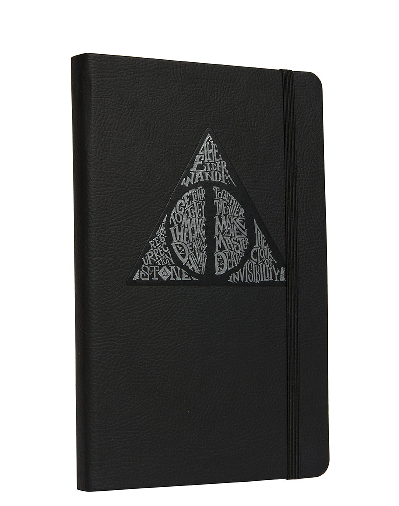 Harry Potter Deathly Hallows hardcover journal with Elder Wand pen set from Insight Editions, featuring magical design and detailed cover art.
