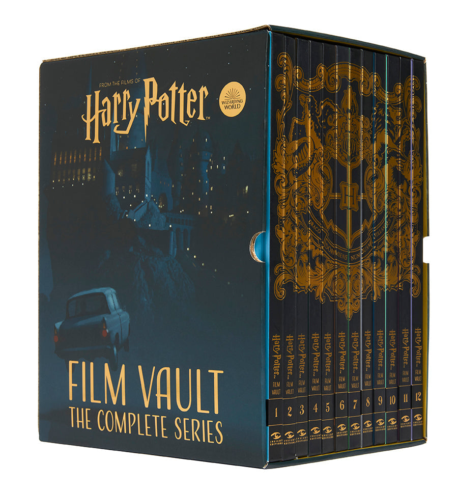 Hardcover Harry Potter: Film Vault complete series by Insight Editions, featuring detailed artwork and collectible packaging.