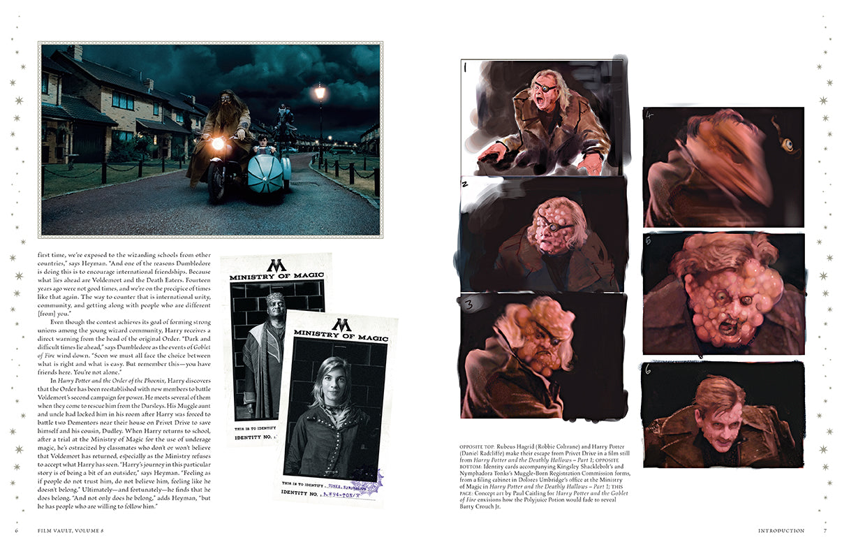 Hardcover of Harry Potter: Film Vault Volume 8 by Insight Editions, featuring detailed illustrations and Harry Potter-themed artwork.