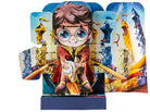 Hardcover Harry Potter Flip Pop book by Insight Editions showing colorful Harry Potter-themed pop-up artwork inside.