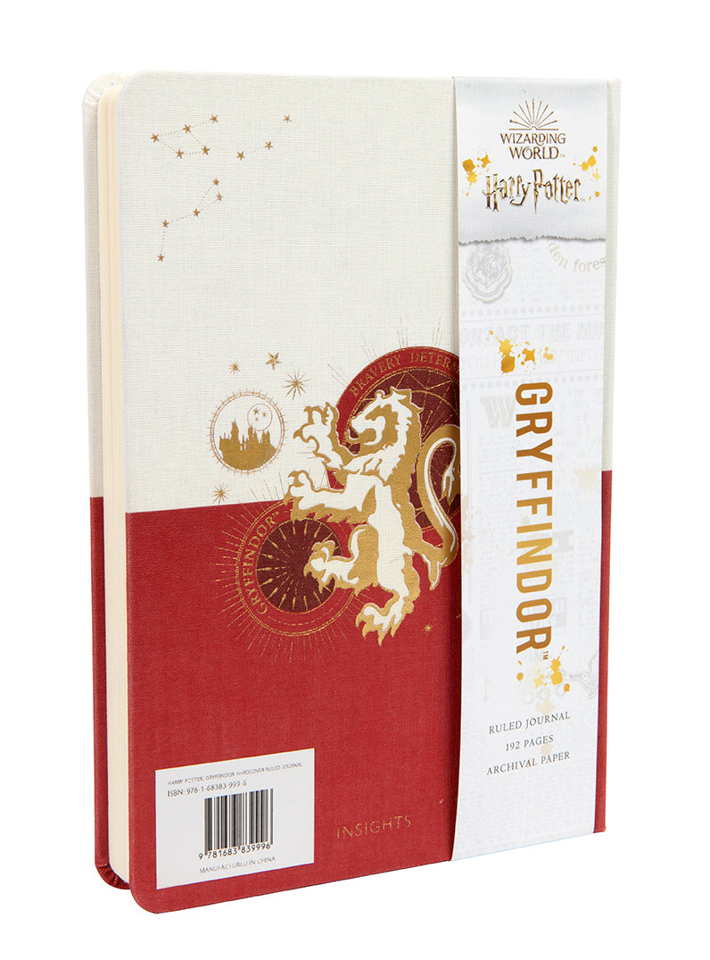 Harry Potter Gryffindor constellation hardcover ruled journal with wizard-themed cover design and gold accents, by Insight Editions.