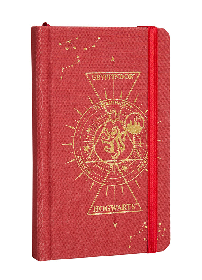 Hardcover Harry Potter Gryffindor Constellation Ruled Pocket Journal with gold-embossed cover and Hogwarts-themed design.