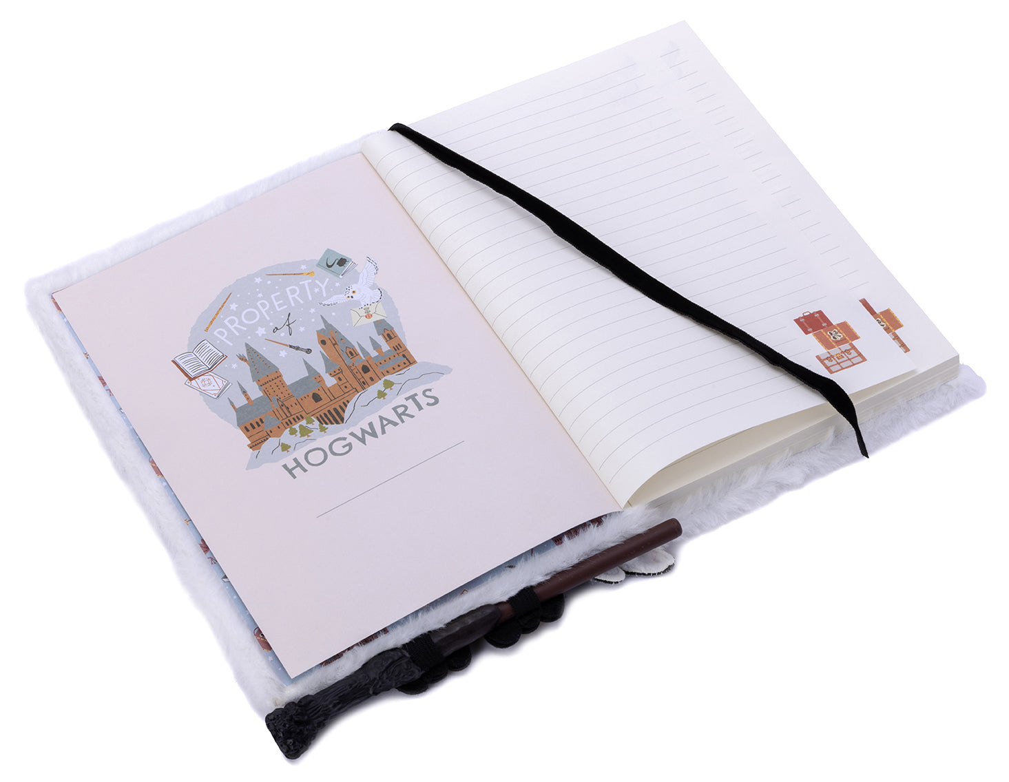 Harry Potter Hedwig plush journal by Insight Editions, hardcover notebook featuring Hedwig the owl from Harry Potter.