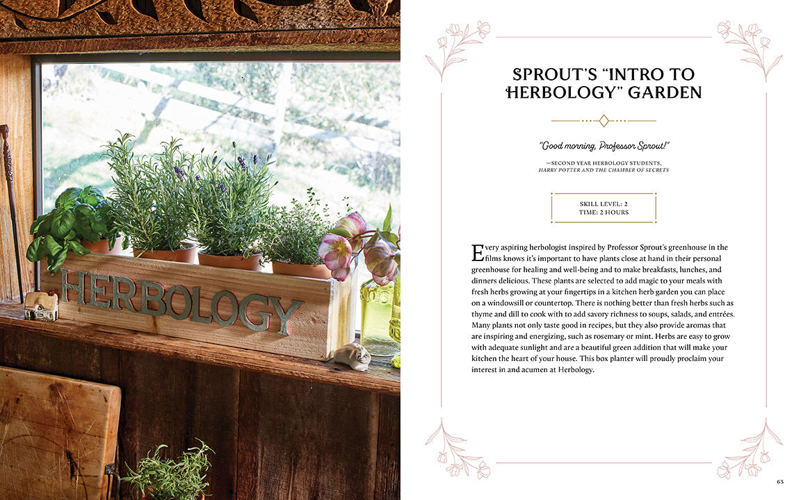 Hardcover of Harry Potter Herbology Magic book by Insight Editions with detailed botanical illustrations on the cover.