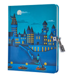 Hardcover Harry Potter Hogwarts Castle at Night Lock & Key Diary by Insight Editions with detailed castle cover art.
